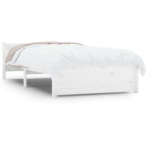 vidaXL Cadre de lit Blanc Bois massif 90x200 cm pas cher