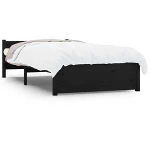 vidaXL Cadre de lit Noir Bois massif 90x200 cm pas cher