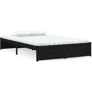 vidaXL Cadre de lit Noir Bois massif 120x190 cm Petit double pas cher