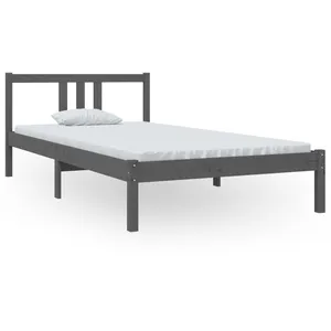 vidaXL Cadre de lit Gris Bois massif 100x200 cm pas cher