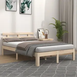 vidaXL Cadre de lit Bois massif 140x200 cm pas cher