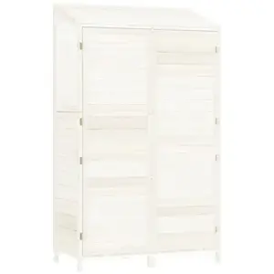 vidaXL Remise de jardin Blanc 102x52x174,5 cm Bois de sapin solide pas cher
