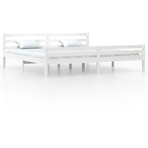 vidaXL Cadre de lit Blanc Bois massif 200x200 cm pas cher