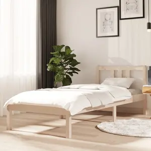 vidaXL Vidaxl Cadre De Lit Bois Massif 75x190 Cm Petit Simple pas cher
