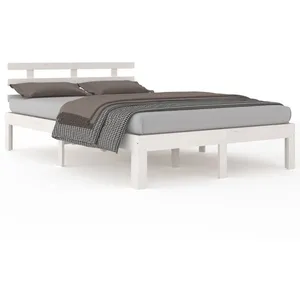 vidaXL Cadre de lit Blanc Bois massif 200x200 cm pas cher
