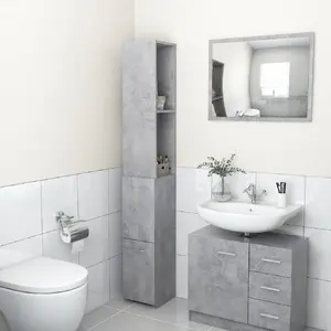 vidaXL Armoire de bain gris béton 25x26,5x170 cm bois d'ingénierie pas cher