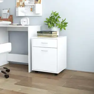 vidaXL Armoire à roulettes Blanc 45x38x54 cm Aggloméré pas cher