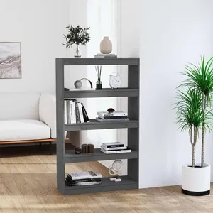 vidaXL Bibliothèque/Séparateur de pièce Gris 80x30x135,5 cm Pin solide pas cher