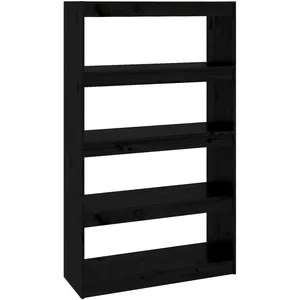 vidaXL Bibliothèque/Séparateur de pièce Noir 80x30x135,5 cm Pin solide pas cher