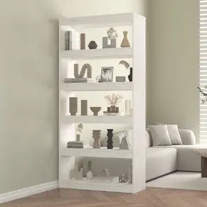 Comparateur de prix : vidaXL Bibliothèque/Séparateur de pièce Blanc 80x30x167,4cm Pin solide