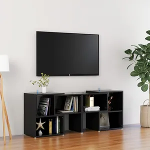 vidaXL Meuble TV Noir brillant 104x30x52 cm Aggloméré pas cher