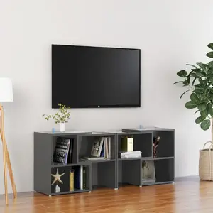 vidaXL Meuble TV Gris brillant 104x30x52 cm Aggloméré pas cher