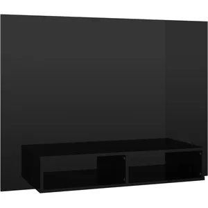 vidaXL Meuble TV mural Noir brillant 120x23,5x90 cm Aggloméré pas cher
