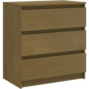 vidaXL Table de chevet Marron miel 60x36x64 cm Bois de pin massif pas cher