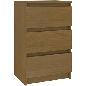 vidaXL Table de chevet Marron miel 40x29,5x64 cm Bois de pin solide pas cher