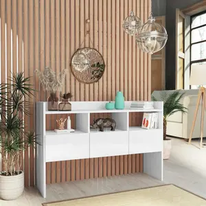 vidaXL Buffet Blanc brillant 105x30x70 cm Aggloméré pas cher