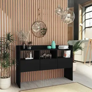Vidaxl - Buffet Noir 105x30x70 cm Bois d'ingénierie Noir pas cher