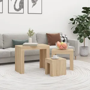 Comparateur de prix : vidaXL Tables basses gigognes 3 pcs chêne sonoma bois d'ingénierie