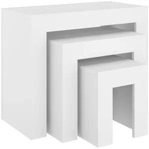 vidaXL Tables basses gigognes 3 pcs Blanc Aggloméré pas cher