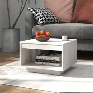 vidaXL Table basse Blanc 50x50x33,5 cm Bois de pin massif pas cher