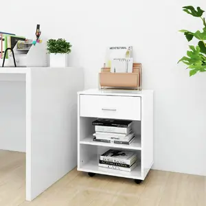 vidaXL Armoire à roulettes Blanc brillant 46x36x59cm Bois d’ingénierie pas cher
