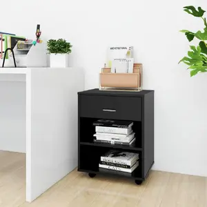 Comparateur de prix : vidaXL Armoire à roulettes Noir 46x36x59 cm Bois d'ingénierie 808468