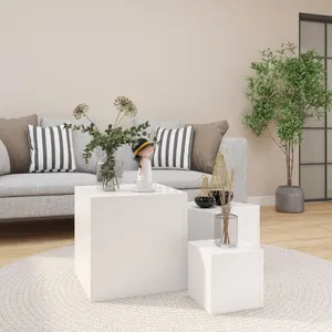 Comparateur de prix : Vidaxl - Tables d'appoint 3 pcs Blanc Bois d'ingénierie Blanc