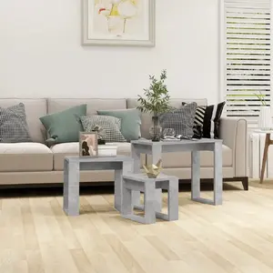 Comparateur de prix : vidaXL Tables gigognes 3 pcs Gris béton Bois d'ingénierie