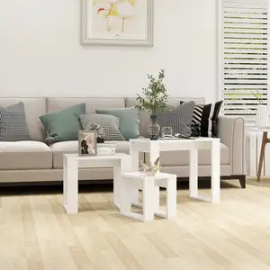 Comparateur de prix : vidaXL Tables gigognes 3 pcs Blanc Bois d'ingénierie