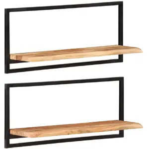 Comparateur de prix : vidaXL Étagères murales 2 pcs 80x25x35 cm Bois d'acacia et acier