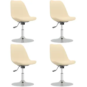 vidaXL Chaises pivotantes à manger lot de 4 Crème Tissu pas cher