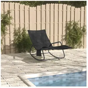 vidaXL Chaise longue Acier et textilène Noir pas cher