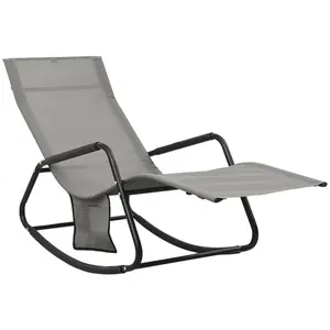 vidaXL Chaise longue acier et textilène gris pas cher