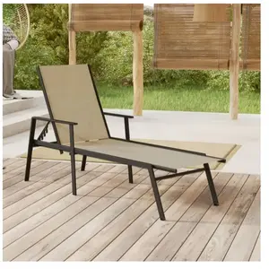 Comparateur de prix : vidaXL Chaise longue acier et tissu textilène crème