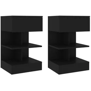 vidaXL Tables de chevet 2 pcs Noir 40x35x65 cm pas cher