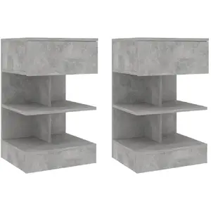 vidaXL Tables de chevet 2 pcs Gris béton 40x35x65 cm pas cher