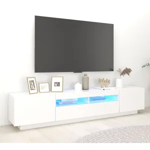 Comparateur de prix : vidaXL Meuble TV avec lumières LED Blanc 200x35x40 cm
