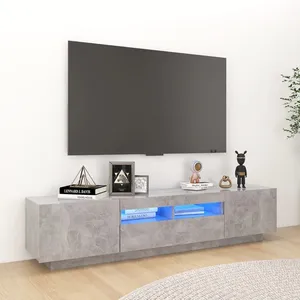 Comparateur de prix : vidaXL Meuble TV avec lumières LED Gris béton 180x35x40 cm