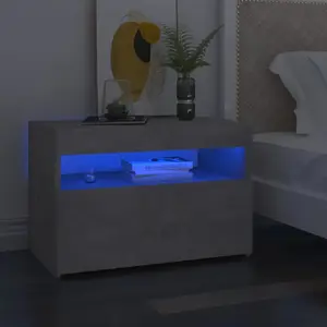 vidaXL Tables de chevet avec lumières LED 2 pcs gris béton 60x35x40 cm pas cher