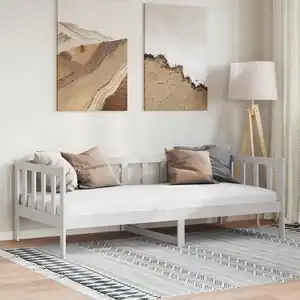 Comparateur de prix : vidaXL Lit Blanc Bois de pin massif 90x200 cm