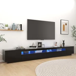 vidaXL Meuble TV avec lumières LED Noir 300x35x40 cm pas cher