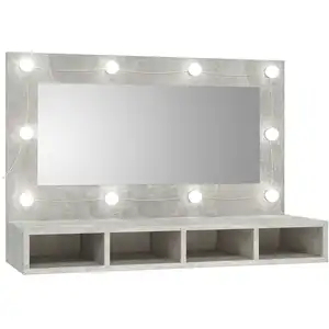 Comparateur de prix : vidaXL Armoire à miroir avec LED Gris béton 90x31,5x62 cm