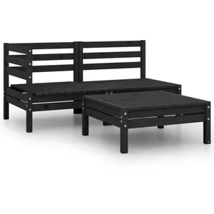 Comparateur de prix : vidaXL Salon de jardin 3 pcs Bois de pin massif Noir
