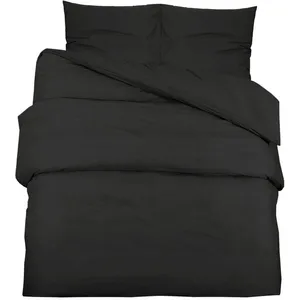 Comparateur de prix : vidaXL Ensemble de housse de couette Noir 135x200 cm Microfibre légère