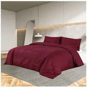 vidaXL Ensemble de housse de couette Bordeaux 200x200 cm Microfibre pas cher