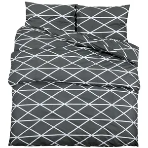 vidaXL Ensemble de housse de couette Gris 200x200 cm Coton pas cher