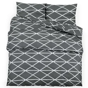 vidaXL Ensemble de housse de couette Gris 200x200 cm Coton pas cher