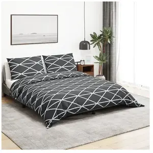 vidaXL Ensemble de housse de couette Gris 200x220 cm Coton pas cher