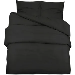 vidaXL Ensemble de housse de couette Noir 200x200 cm Microfibre légère pas cher