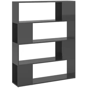 vidaXL Bibliothèque/Séparateur de pièce Gris brillant 100x24x124 cm pas cher